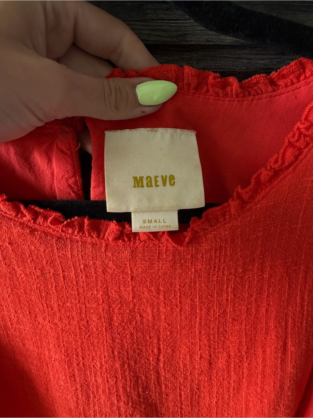 Maeve Red Ruffle Flutter Sleeve Top - Picture 2 of 4
